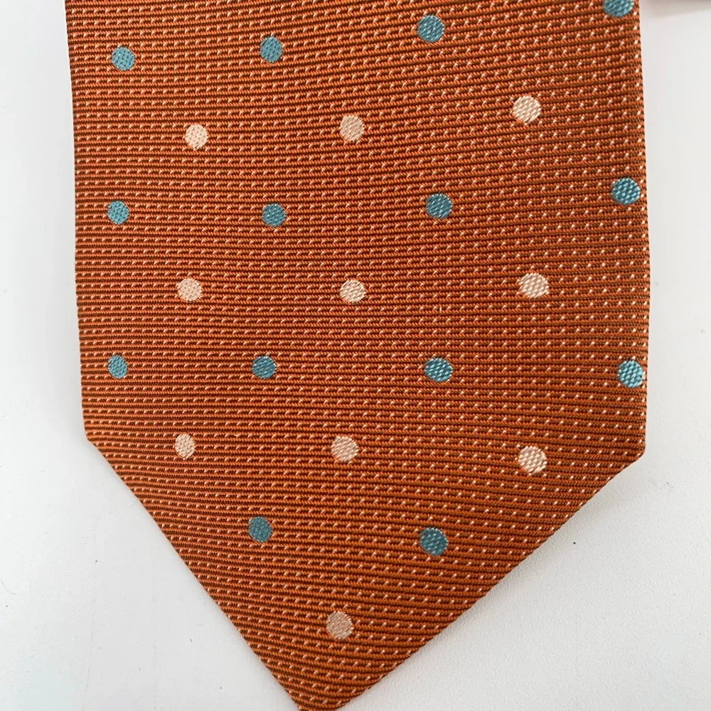 Eton Tie Mens One Size Brown Dotted Silk Classic Fit Luxury Necktie England Made